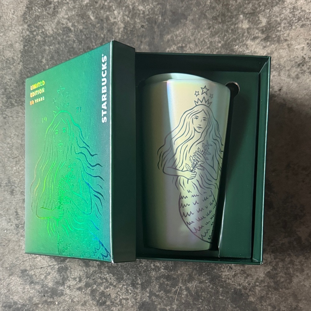Starbucks Iridescent Mermaid Travel Cup - Teal and Pearl